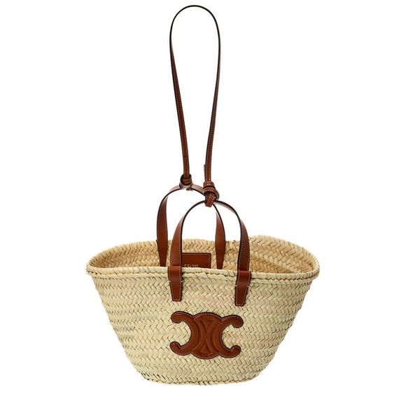 Celine Teen Classic Panier Palm Leaves & Leather Tote - Picture 1 of 4